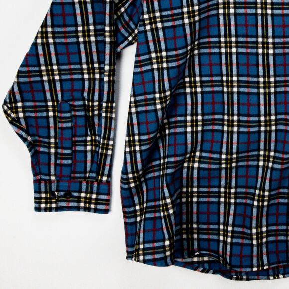 L.L. Bean Brushed Flannel Shirt Men’s XXL Red Blue Tartan Workwear Fall Layer - Picture 4 of 12